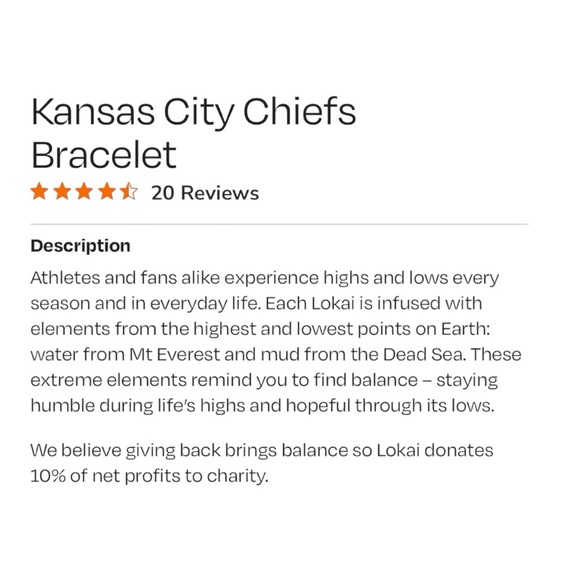 LOKAI Kansas City Chiefs XL Unisex Bracelet NWT - Picture 7 of 13